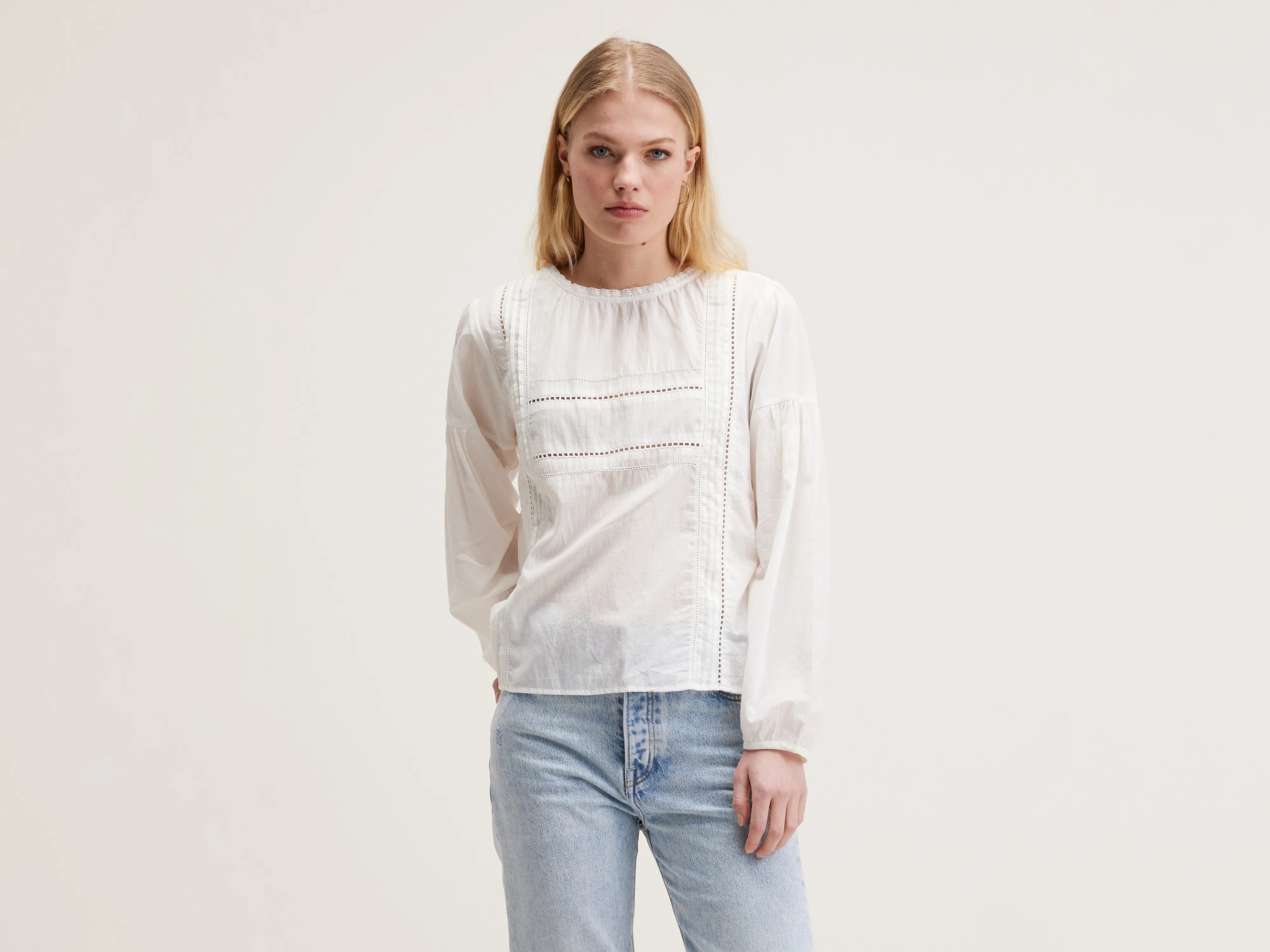 Dannie cotton-veil blouse (242 / W / NATURAL) Versatile Layering Blouse