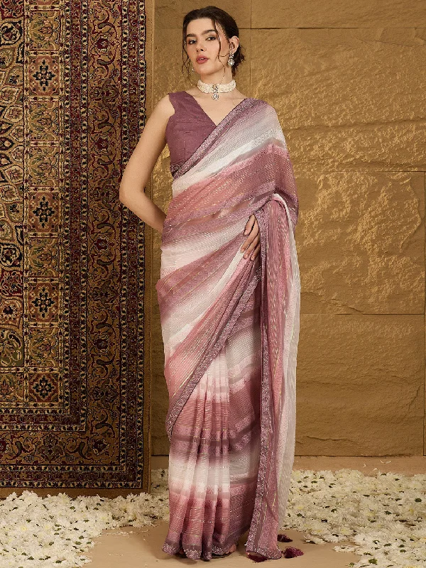 Women's Chiffon Burgundy Embellished Designer Saree With Blouse Piece Smart Casual Blouse Women's Chiffon Burgundy Embellished Designer Saree With Blouse Piece Smart Casual Blouse