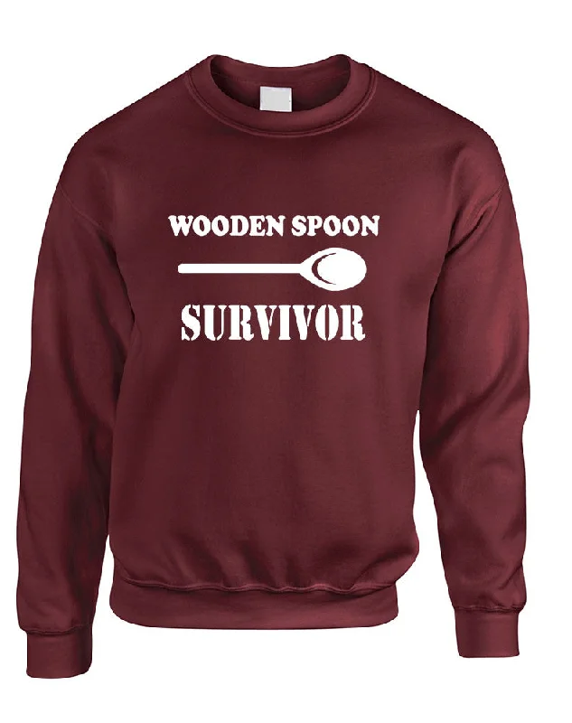 Adult Sweatshirt Wooden Spoon Survivor Humor Text Funny Top Hoodie with Rhinestones Sparkly Elegant Adult Sweatshirt Wooden Spoon Survivor Humor Text Funny Top Hoodie with Rhinestones Sparkly Elegant