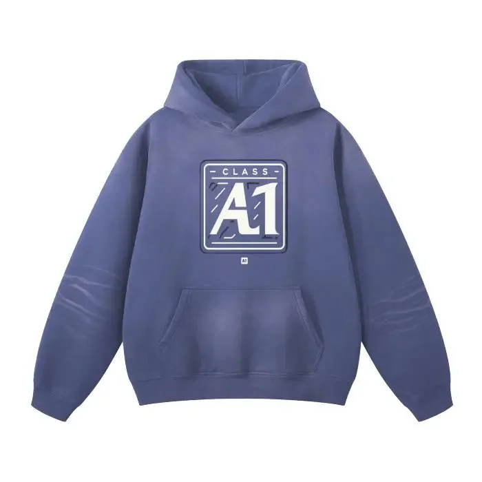 ClassA1 (Denim Blue)Streetwear Unisex Monkey Washed Dyed Fleece Hoodie Hoodie with Crew Neck Simple Timeless ClassA1 (Denim Blue)Streetwear Unisex Monkey Washed Dyed Fleece Hoodie Hoodie with Crew Neck Simple Timeless
