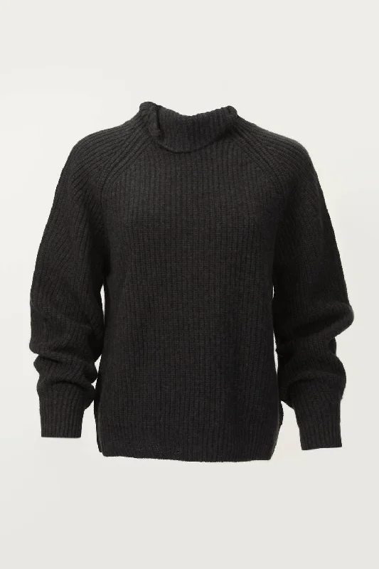 Fiona Sweater In Antrasit High Neck Crew Neck V-Neck