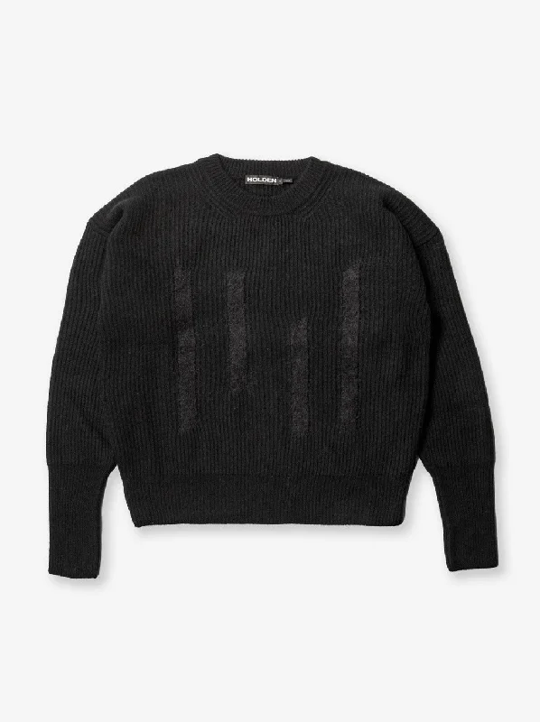 W Wool Icon Sweater - Black Silk Blend Satin Velvet
