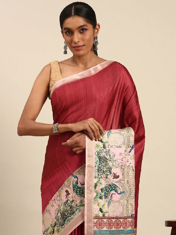 Women Pink Cotton Saree With Un Stitched Blouse Elegant Embroidery Blouse