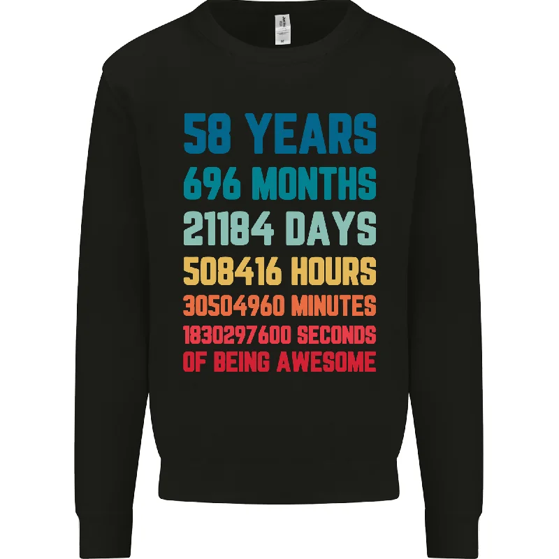 58th Birthday 58 Year Old Men's Sweatshirt Jumper - Personalised Age Number Typography Hoodie with Rhinestones Sparkly Elegant 58th Birthday 58 Year Old Men's Sweatshirt Jumper - Personalised Age Number Typography Hoodie with Rhinestones Sparkly Elegant