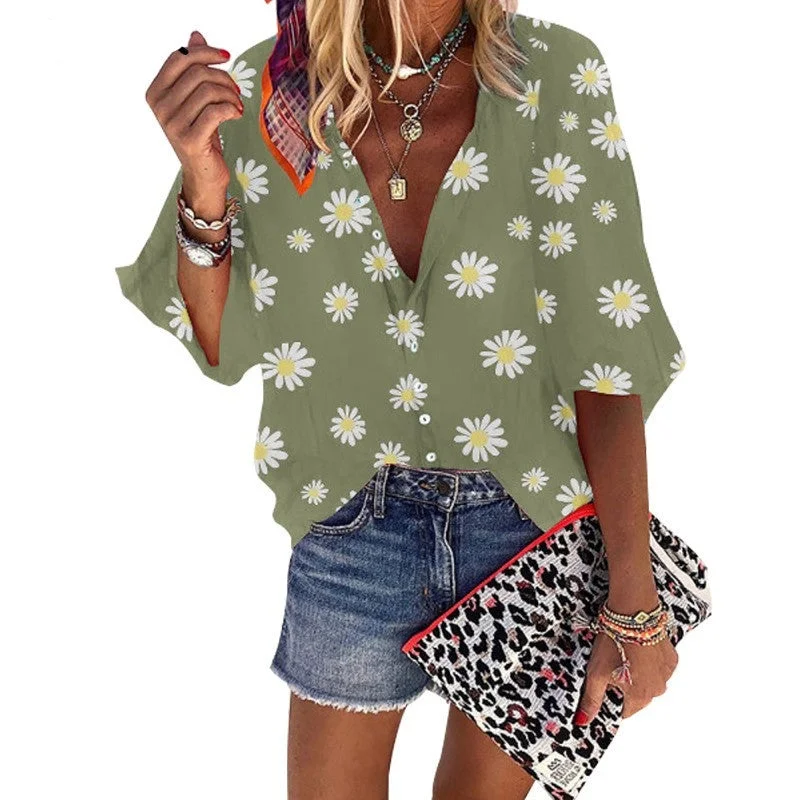 Wjczt Blouse Women 2022 Spring Summer Floral Print Womens Tops And Blouses V-neck Long Sleeve Office Shirts Streetwear Plus Size Shirt Soft Knit Blouse Wjczt Blouse Women 2022 Spring Summer Floral Print Womens Tops And Blouses V-neck Long Sleeve Office Shirts Streetwear Plus Size Shirt Soft Knit Blouse