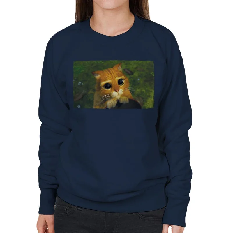 Shrek Puss In Boots Cute Eyes Women's Sweatshirt Hoodie with Drawstring Waist Adjustable Fitted Shrek Puss In Boots Cute Eyes Women's Sweatshirt Hoodie with Drawstring Waist Adjustable Fitted