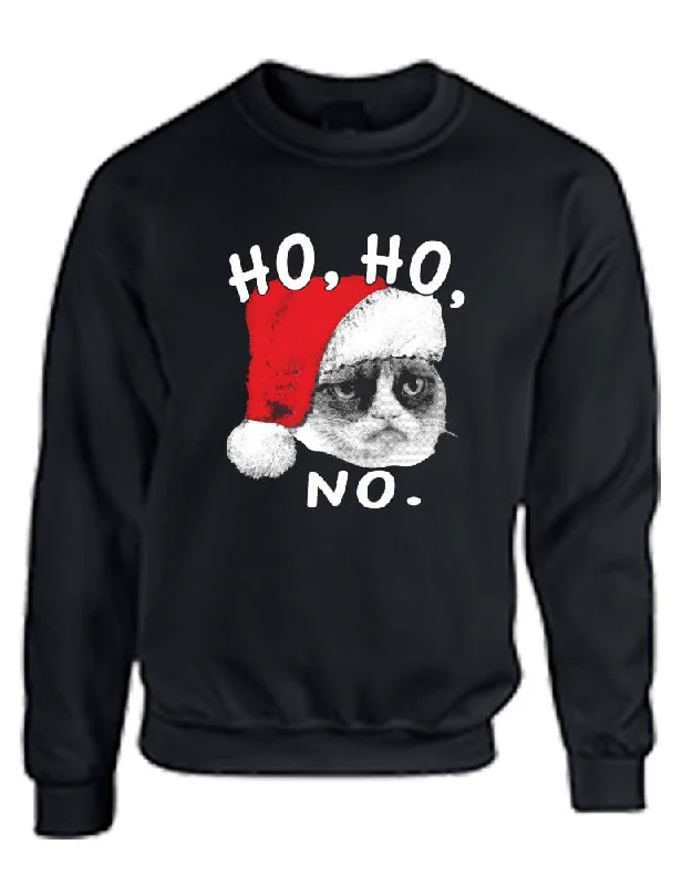 HO HO NO Grumpy cat women sweatshirt Hoodie with Crew Neck Simple Timeless