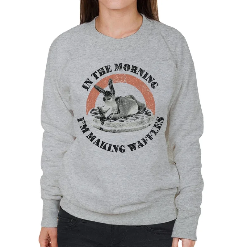 Shrek Donkey In The Morning Im Making Waffles Women's Sweatshirt Hoodie with Lining Warm Insulated Shrek Donkey In The Morning Im Making Waffles Women's Sweatshirt Hoodie with Lining Warm Insulated