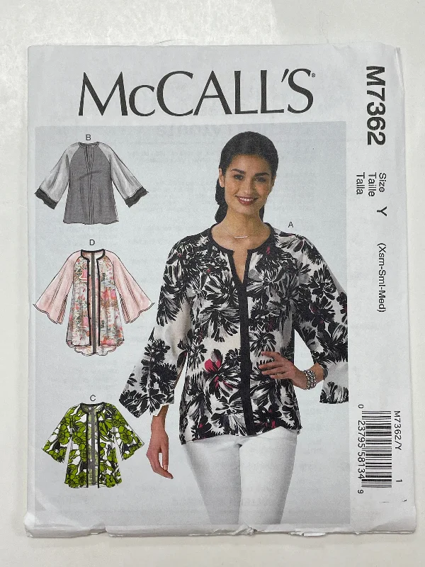 SALE 2016 McCall's 7362 Sewing Pattern - Blouse FACTORY FOLDED Slim Fit Blouse