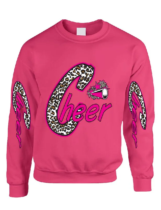 Cheer White Leopard women's sweatshirt Hoodie with Batwing Sleeves Loose Dramatic