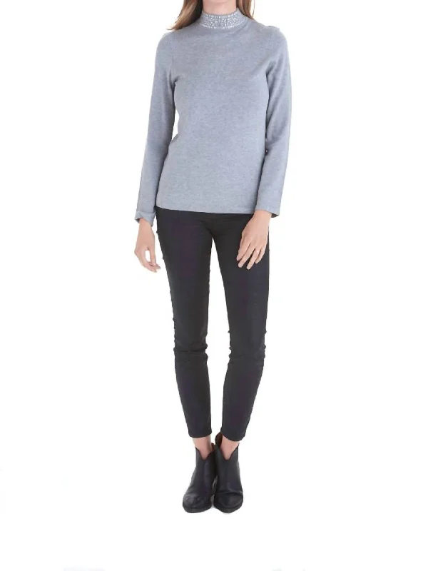 Vivienne Turtleneck Sweater In Grey Fleece Sweater Nylon Polyester