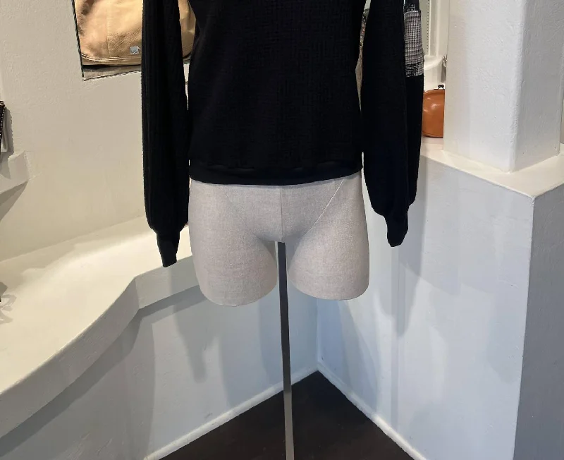 Plaid Waffle Sweater In Black Multi Chenille Blend Fleece Blend Nylon Blend