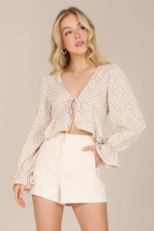 LS floral frill blouse Embellished Collar Blouse