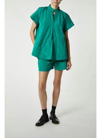 Saint Art New York - Sienna Taffeta Blouse in Jade  Green Delicate Bow Blouse