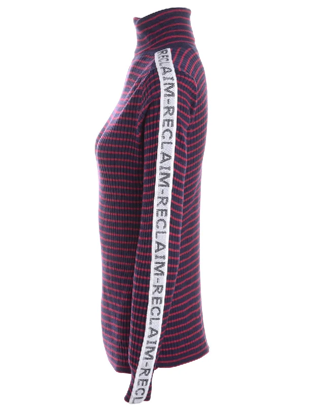 Label Tape Sleeve Roll Neck Jumper Neon Metallic Matte