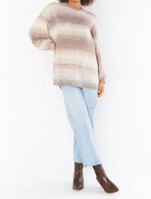 Timothy Tunic Sweater In Neutral Space Dye Knit Neon Metallic Matte