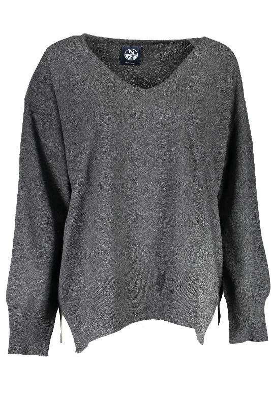 North Sails Chic V-Neck Recycled Fibers Women's Sweater Ribbed Striped Patterned