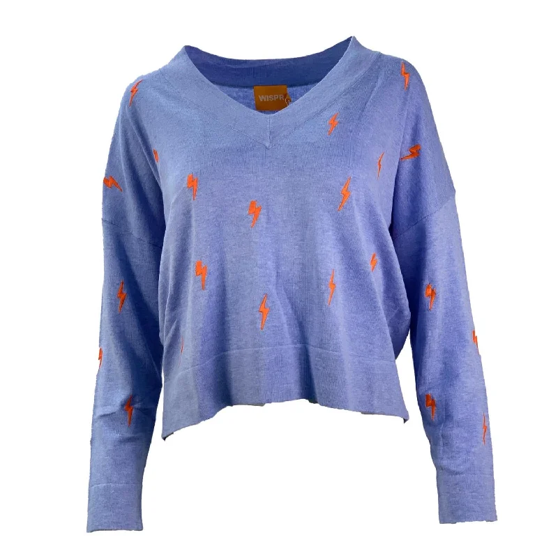 Bolt Victory V Sweater In Blueberry Boat Neck Shawl Collar Notched Collar