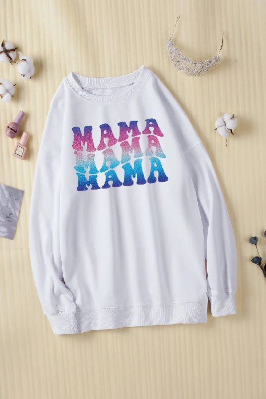 MAMA Gradient Graphic Dropped Shoulder Sweatshirt Hoodie with Illustration Artistic Creative