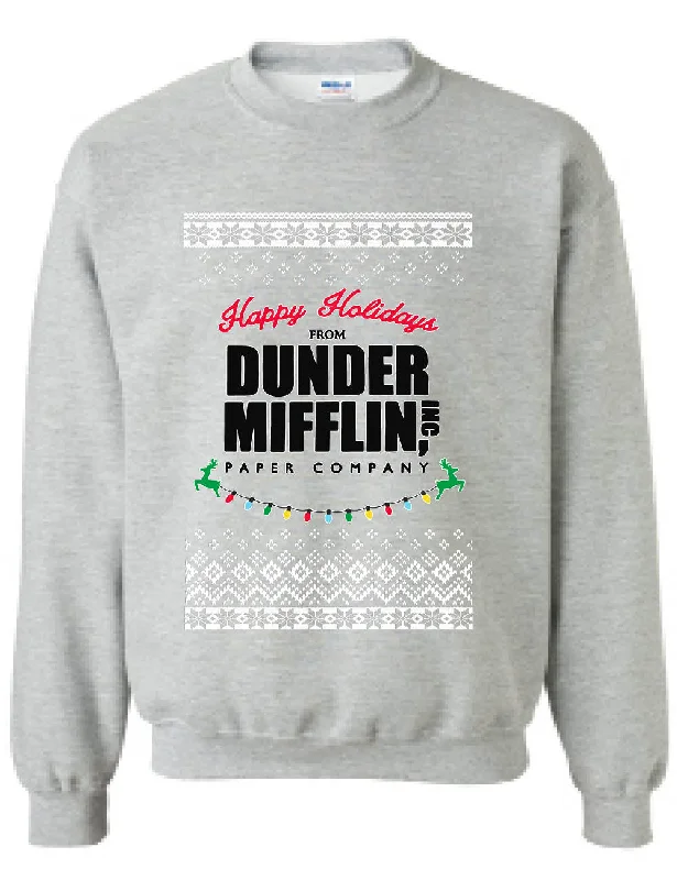 Happy Holidays From Dunder Mifflin Paper Christmas Adult Ugly Sweatshirt Hoodie with Pastel Soft Subtle Happy Holidays From Dunder Mifflin Paper Christmas Adult Ugly Sweatshirt Hoodie with Pastel Soft Subtle