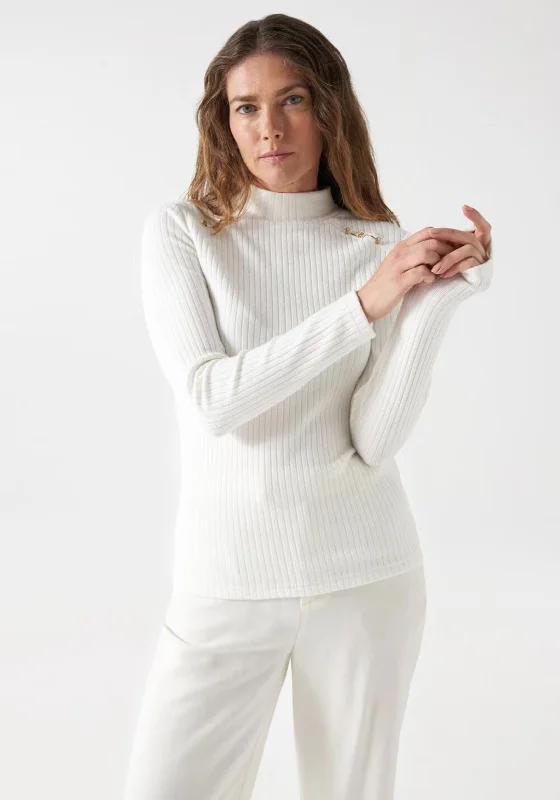 Salsa Metallic Applique Knit Jumper, Pearl Open Front Closed Front Wrap Front