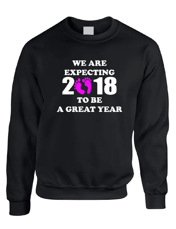 Adult Sweatshirt We Are Expecting Girl Maternity Reveal 2018 To Be Hoodie with Drop Shoulder Relaxed Streetwear Adult Sweatshirt We Are Expecting Girl Maternity Reveal 2018 To Be Hoodie with Drop Shoulder Relaxed Streetwear