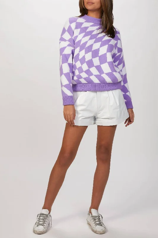 Emma Sweater In Purple Warp Check Sweater Knitwear Pullover