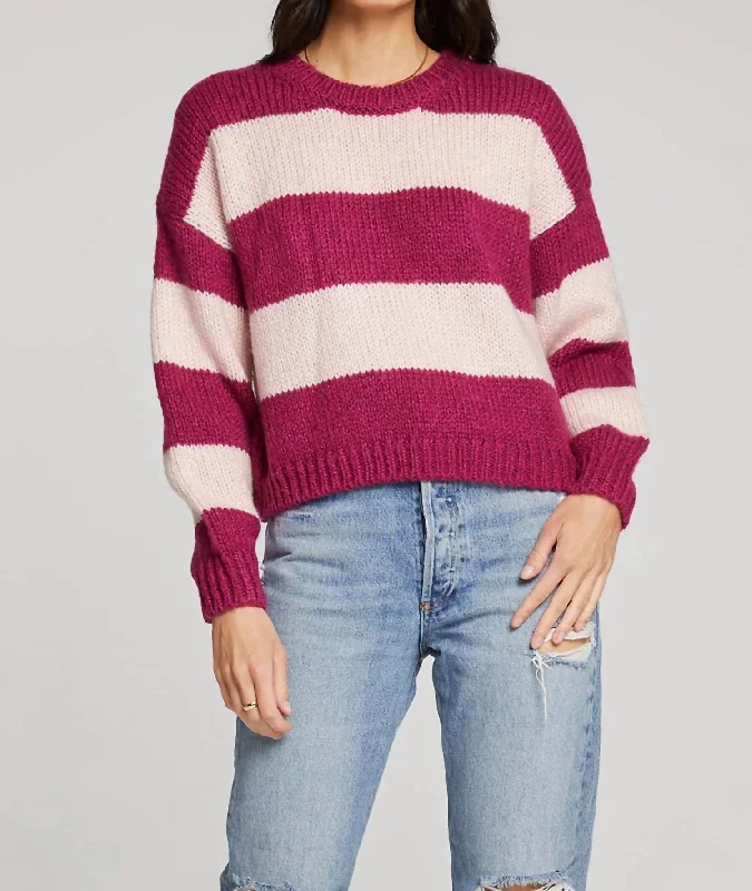 Lexie Sweater In Berry Terry Blend Velvet Blend Canvas Blend