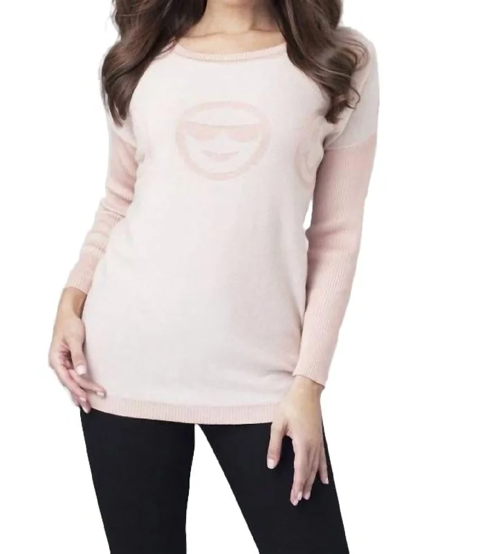 Reversible Emoji Sweater In Pink Thin Thick Dense