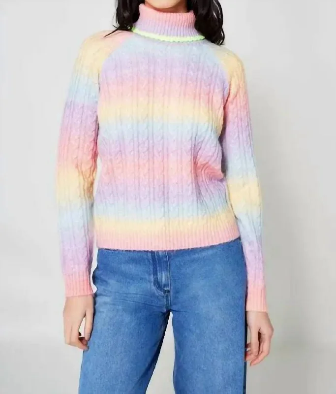 Rainbow Sweater In Pastel Cable Knit Ribbed Knit Lace Knit