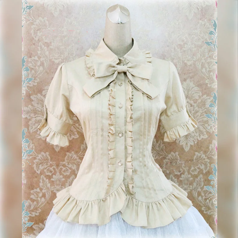 Strawberry Witch~Multicolors Short Sleeve Cotton Lolita Blouse Soft Modal Blouse