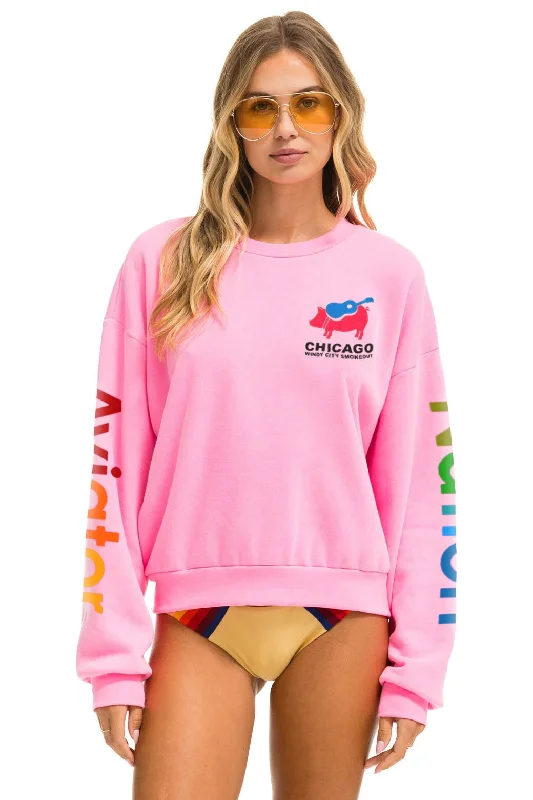 WINDY CITY SMOKEOUT 2024 CREW SWEATSHIRT RELAXED - NEON PINK Hoodie with Crew Neck Simple Timeless