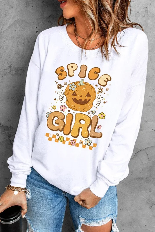 Long Sleeve SPICE GIRL Graphic Sweatshirt Hoodie with Camouflage Military Edgy