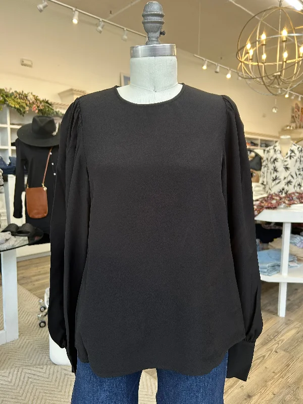 Ulla Johnson - Lilliana Blouse in Noir Sheer Sleeve Blouse