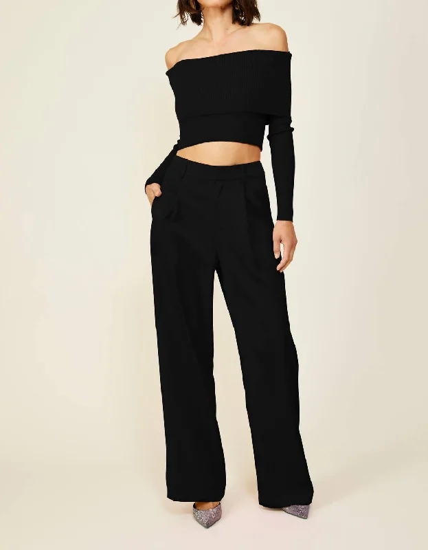Heart Struck Sweater In Black Turtle Neck Boat Neck Asymmetrical Neck