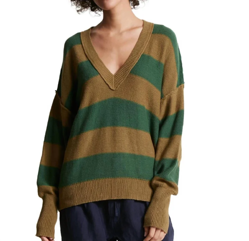 Gracie Sweater In Juniper/camo Stripe Knit Fabric Woven Fabric Fleece Fabric