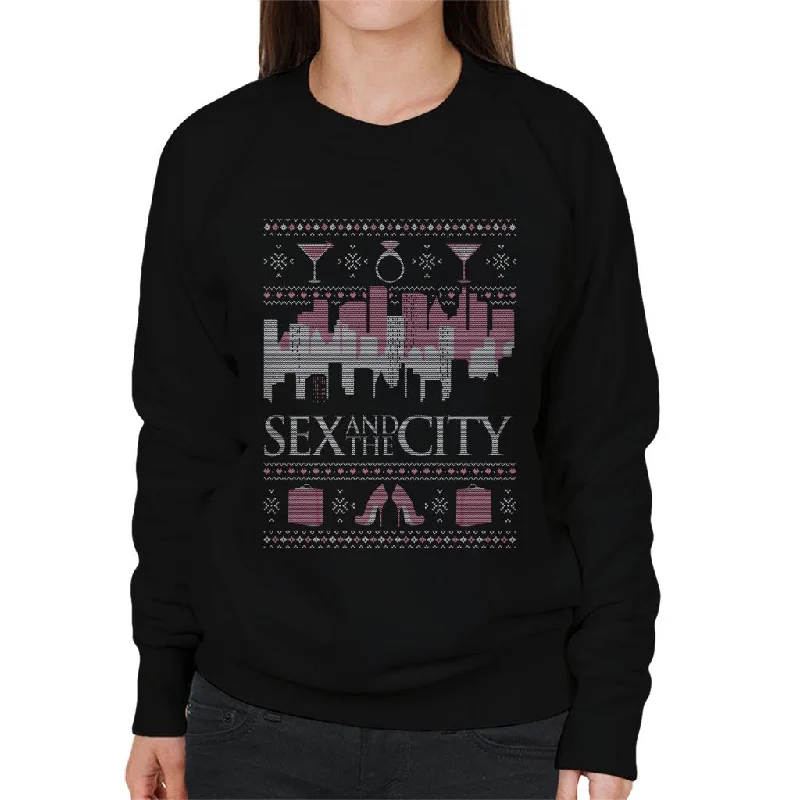 Sex and The City Christmas Pattern Women's Sweatshirt Hoodie with Side Slits Relaxed Casual Sex and The City Christmas Pattern Women's Sweatshirt Hoodie with Side Slits Relaxed Casual