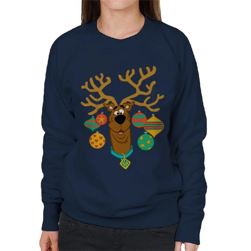 Scooby Doo Christmas Baubles Women's Sweatshirt Hoodie with Puffed Sleeves Voluminous Trendy Scooby Doo Christmas Baubles Women's Sweatshirt Hoodie with Puffed Sleeves Voluminous Trendy