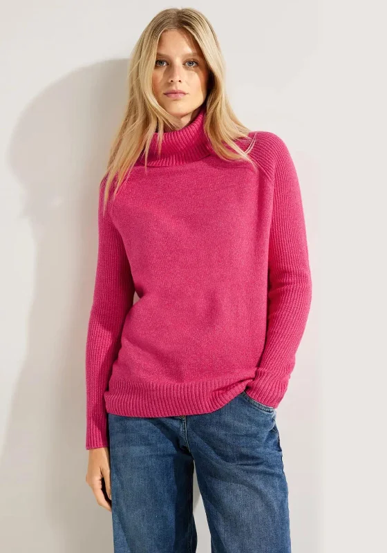 Cecil Cosy Textured Mix Sweater, Cosy Coral Melange Turtle Neck Boat Neck Asymmetrical Neck Cecil Cosy Textured Mix Sweater, Cosy Coral Melange Turtle Neck Boat Neck Asymmetrical Neck