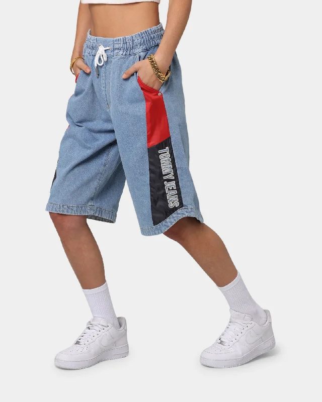 Tommy Jeans Women's Colour-Blocked Panels Baggy Denim Shorts Fame Mix Stylish Paperbag Waist Denim Tommy Jeans Women's Colour-Blocked Panels Baggy Denim Shorts Fame Mix Stylish Paperbag Waist Denim