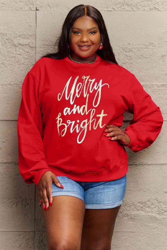 MERRY AND BRIGHT Graphic Sweatshirt Hoodie with Belted Waist Structured Tailored