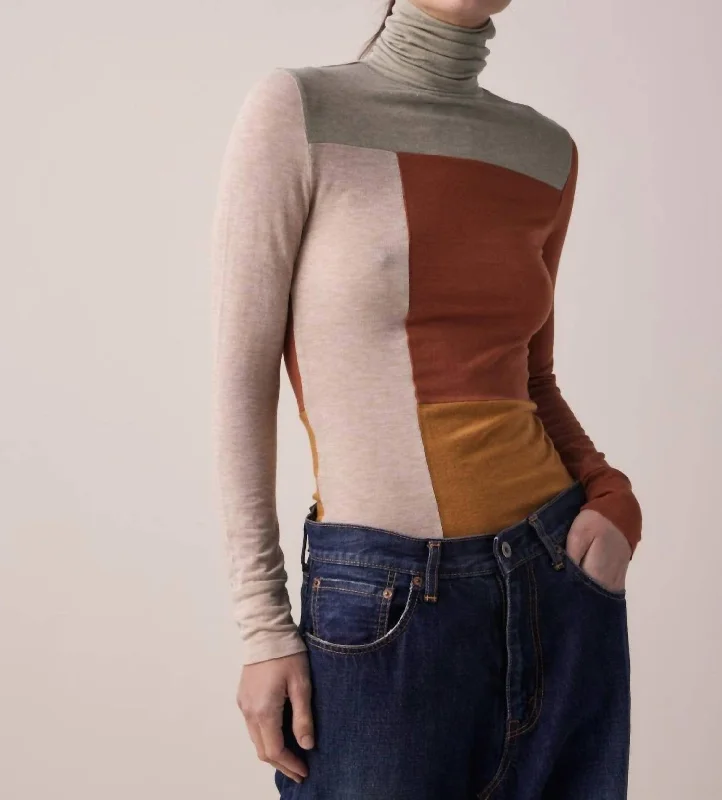 Wool Blend Turtleneck Sweater In Multi Open Front Closed Front Wrap Front