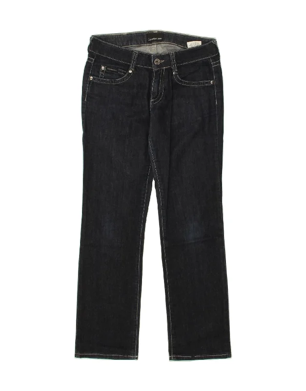 CALVIN KLEIN Womens Slim Jeans W27 L27 Navy Blue Cotton Casual Distressed Denim Jeans CALVIN KLEIN Womens Slim Jeans W27 L27 Navy Blue Cotton Casual Distressed Denim Jeans