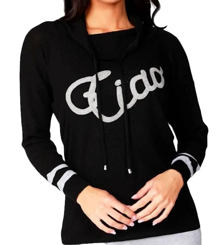 Ciao Crew Neck Sweater In Black/gray Welt Pockets Slit Pockets Flap Pockets