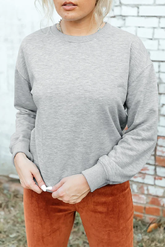 Drop Shoulder Ribbed Trim Sweatshirt Oversized Hoodie Comfort Casual