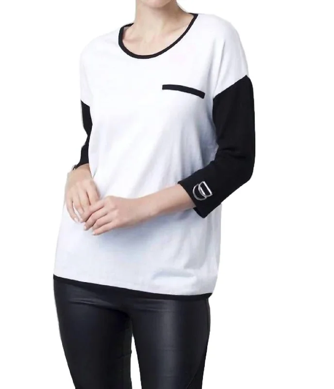 2-Tone Sweater In White/black Cable Knit Ribbed Knit Lace Knit