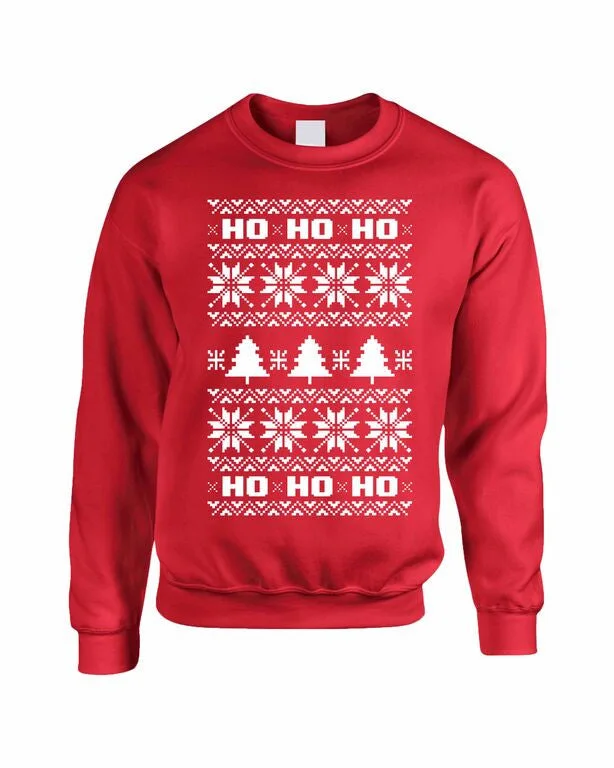 HO HO HO Women's Crewneck Sweatshirt Ugly Christmas Sweater Hoodie with Longline Fit Extended Stylish HO HO HO Women's Crewneck Sweatshirt Ugly Christmas Sweater Hoodie with Longline Fit Extended Stylish