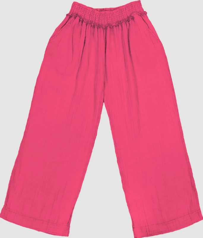 GAUZE PANTS HOT PINK Comfortable Jogger Trousers
