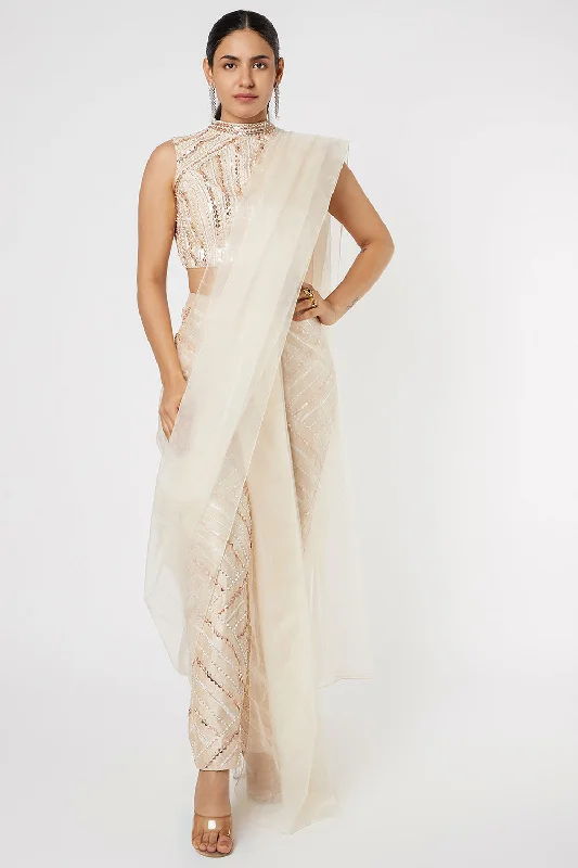 Golden Pant Saree Trendy High-Waist Trousers