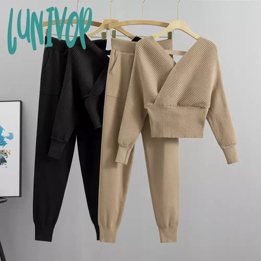 Lunivop Elegant Tracksuit Sexy Two Piece Set Women Korean Style Ribbed Knitted Backless Top And Long Harem Pant Suit Autumn Outfits y2k Classic Flared Pants Lunivop Elegant Tracksuit Sexy Two Piece Set Women Korean Style Ribbed Knitted Backless Top And Long Harem Pant Suit Autumn Outfits y2k Classic Flared Pants